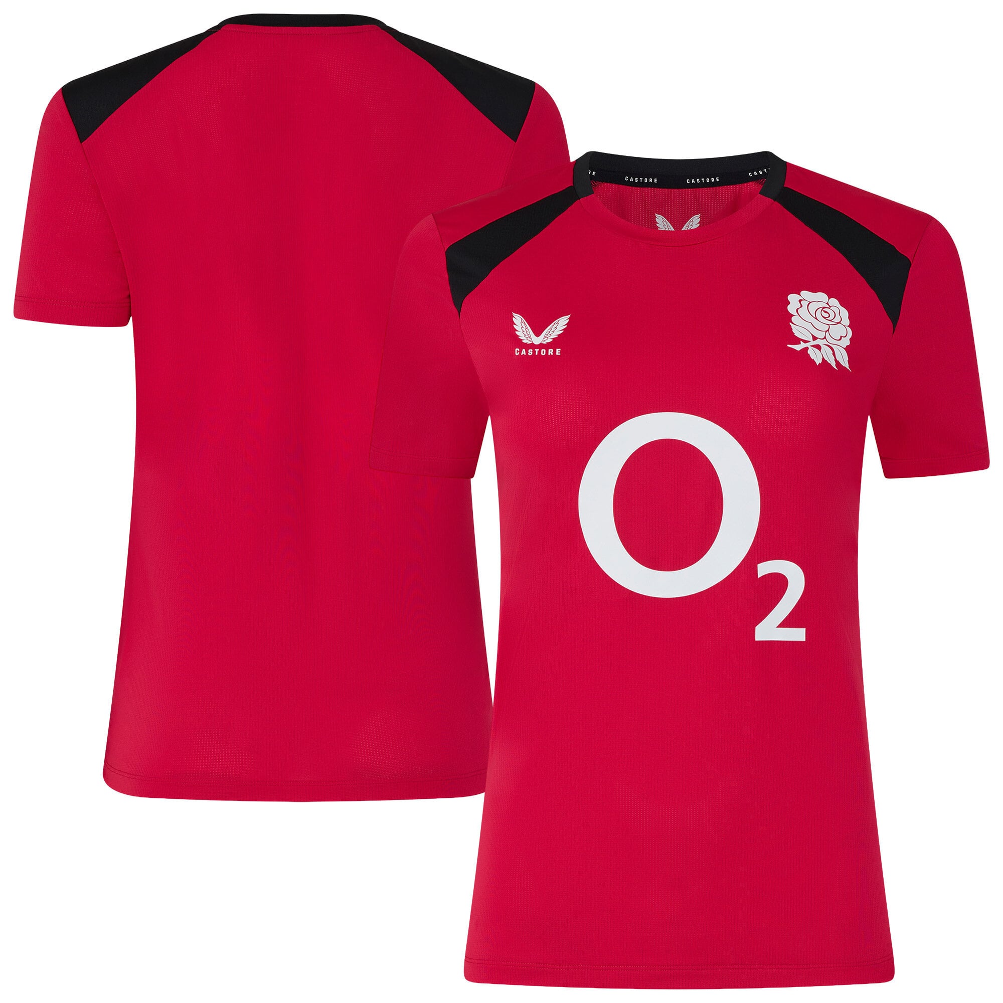 England Rugby Performance Kurzarm-T-Shirt – Rot – Damen
