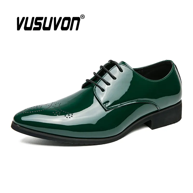 Männer Derby Brogue Schuhe Mode Atmungsaktive Patent Leder 38-48 Größe Jungen Schwarz Weiche Outdoor Casual Herbst Pantoletten Kleid wohnungen