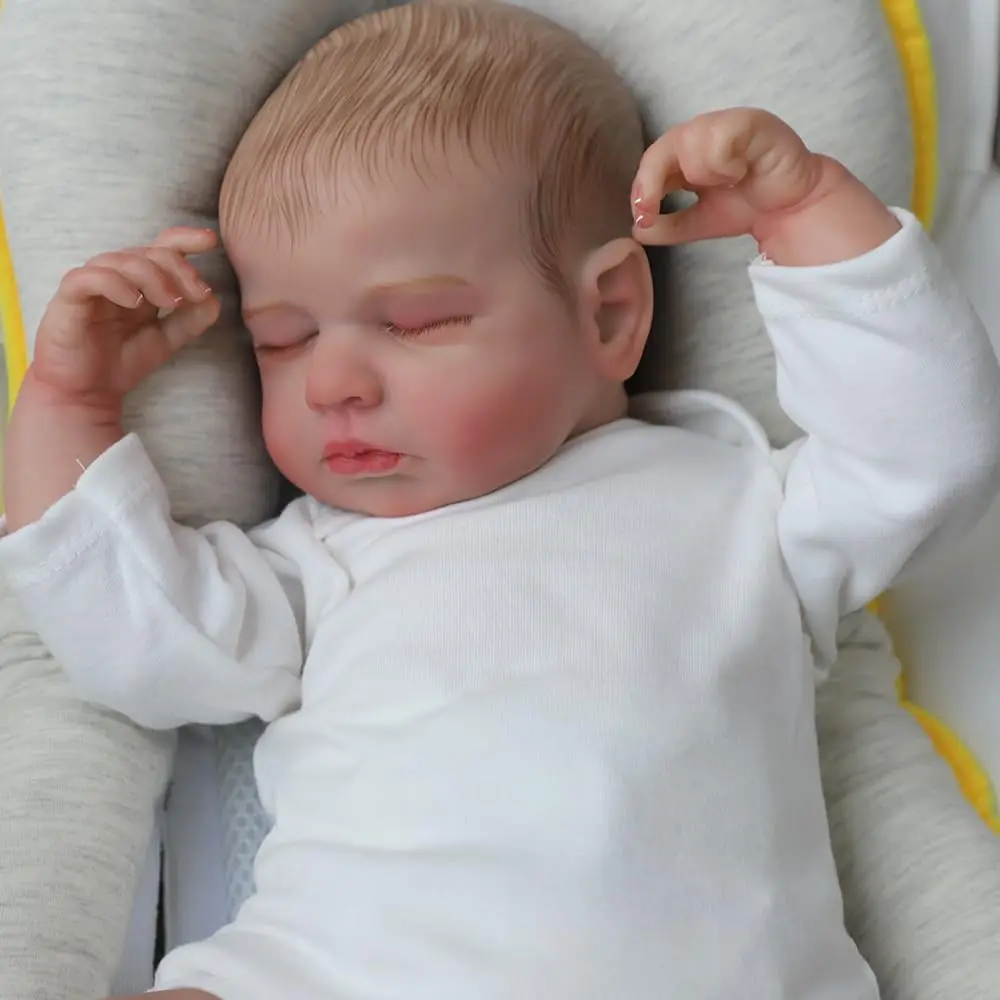 50 cm lebensechte Reborn-Babypuppe Junge, handgefertigt, realistische Neugeborenen-Puppe aus weichem Silikon-Vinyl für Sammler und zum Spielen