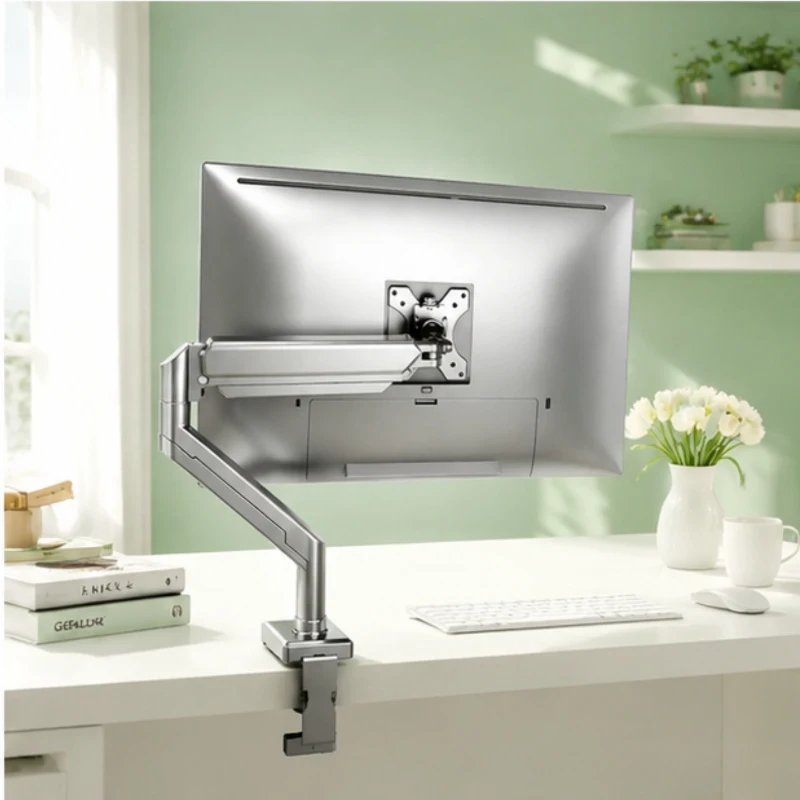 2 Stück höhenverstellbare Monitorhalterung, Einzelarm mit C-Klemme und Ösenfuß, 13–35 Zoll Bildschirmständer für Zuhause, Büro-Desktop-Setup Image