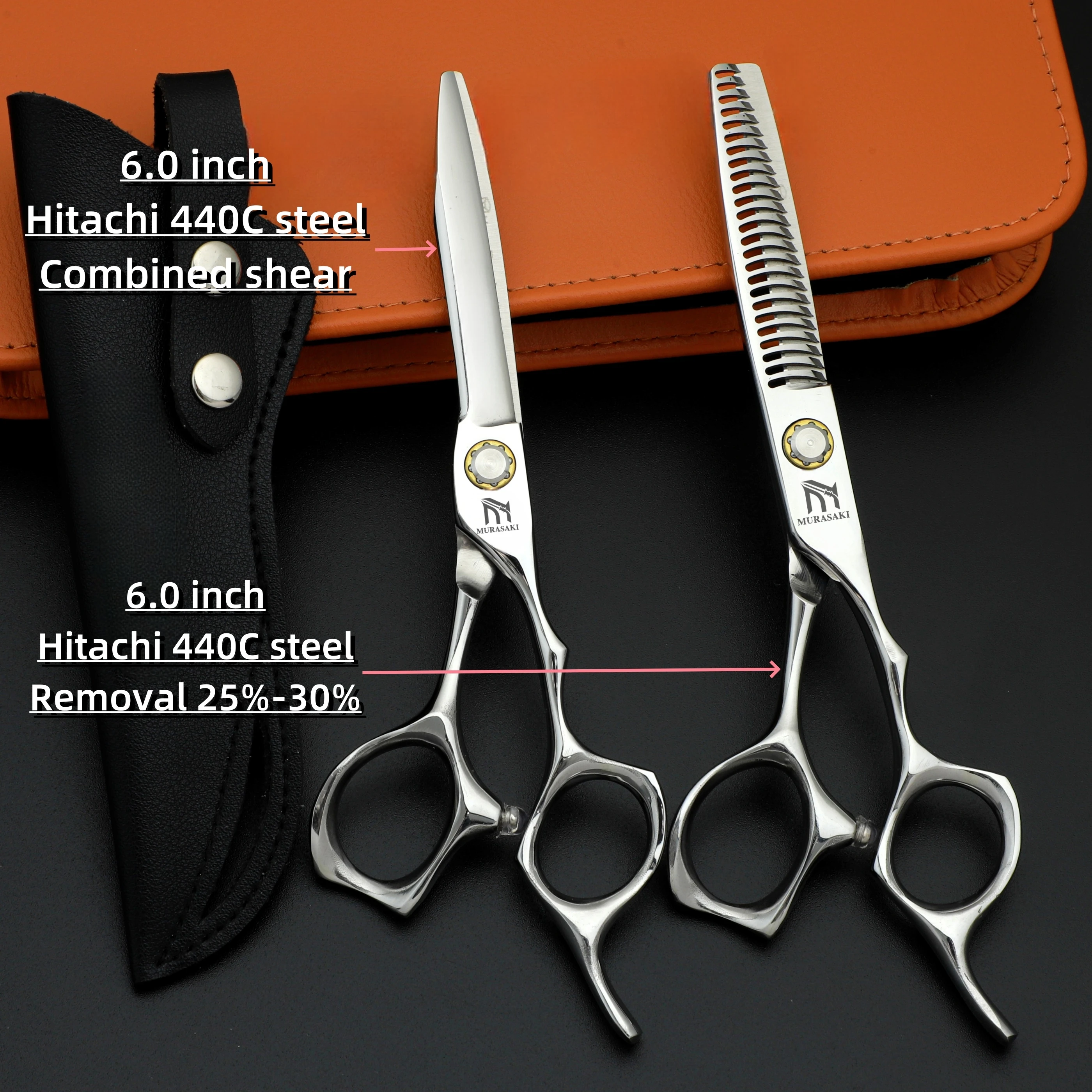 Forbici professionali per parrucchieri MURASAKI, forbici per tagliare i capelli da 6,0 pollici, acciaio Hitachi 440C, accessori da barbiere di alta qualità