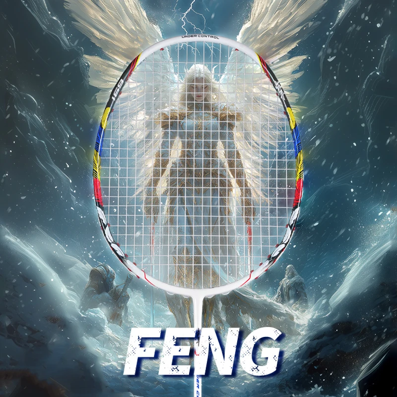 ALPSPORT FENG 8U Vollcarbon-Badmintonschläger, Hochelastischer Schaft, mit Griffband, Offensiver Schläger mit Spannung ≤32lbs Image