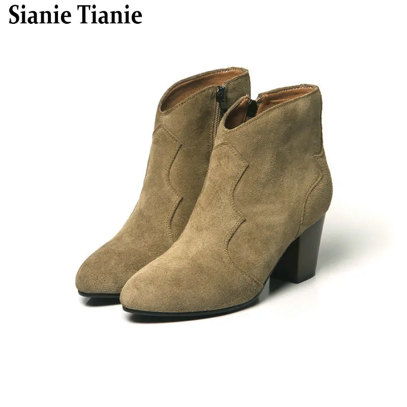 Extra Plus Größe 51 52 53 54, Kunstleder, runde Zehen, klobige High Heels, Damenschuhe, armeegrüne Western-Knöchel-Chelsea-Stiefel
