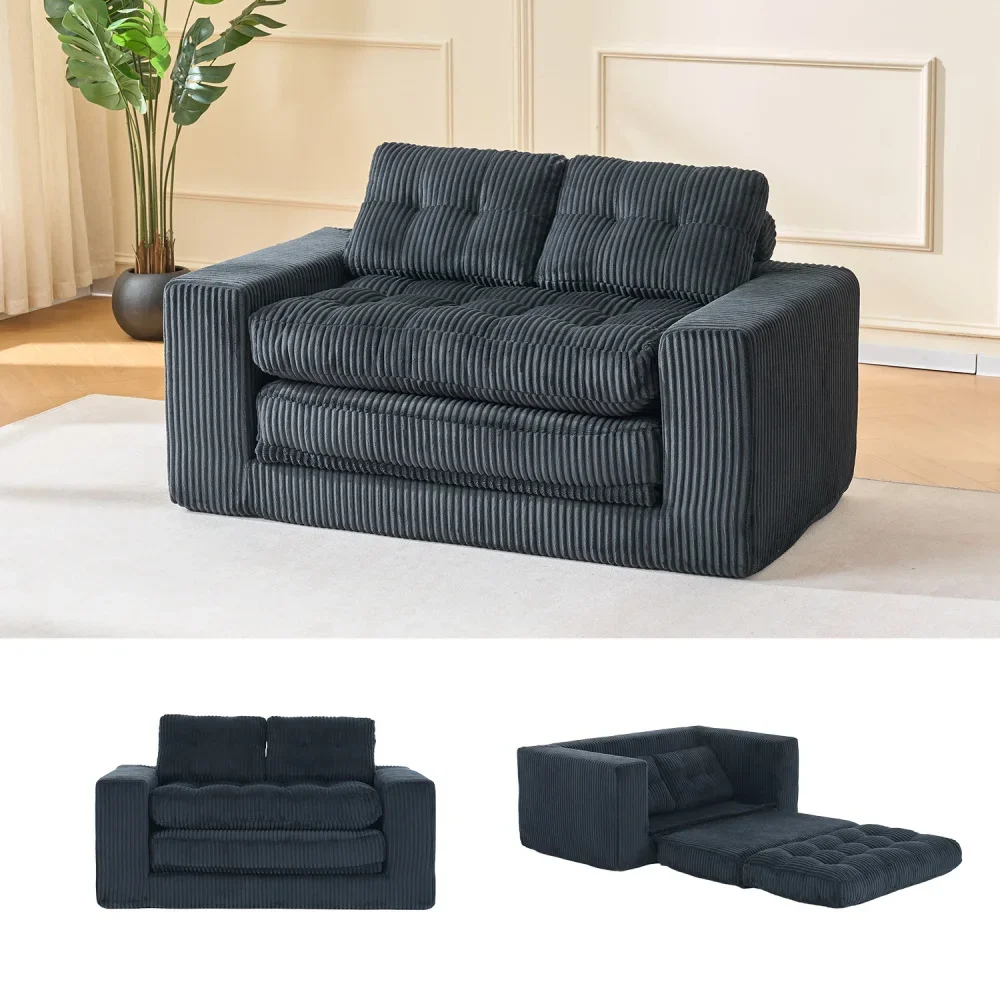 Zweisitzer-Schlafsofa mit Memory-Schaum – kein Aufbau erforderlich, 2-in-1-Funktion, kompaktes Sofa für kleine Räume, Wohnungen