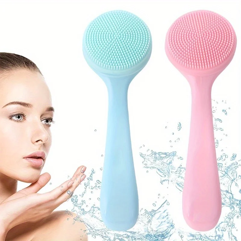 1 Stück Weiche Silikon-Handwaschbürste, Hautfreundlicher Wasserfester Gesichtsreiniger Peeling-Scrubber für Mitesser und Make-up Image