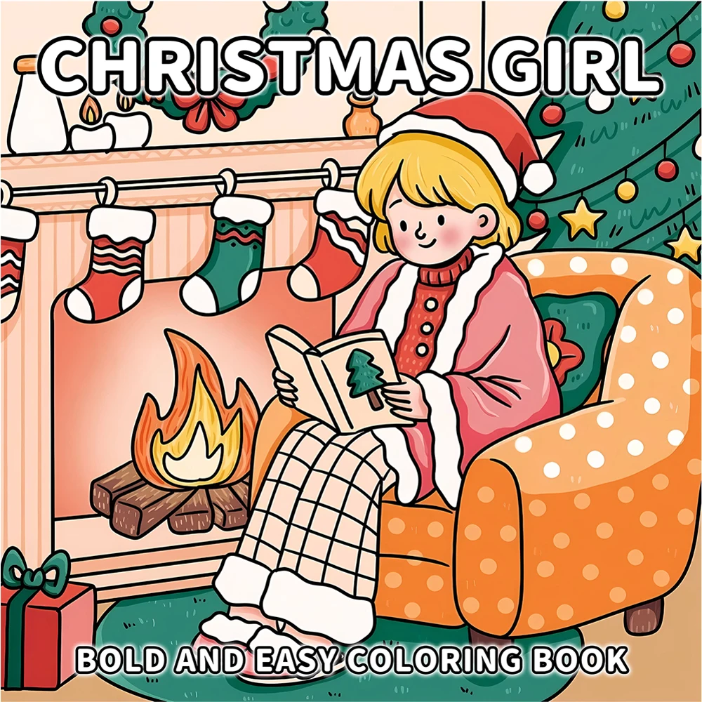 Weihnachts-Malbuch für Erwachsene und Jugendliche - Auffällige & Einfache Gemütliche Weihnachtsszenen, Stressabbau-Kunsttherapie-Zeichenbuch Image