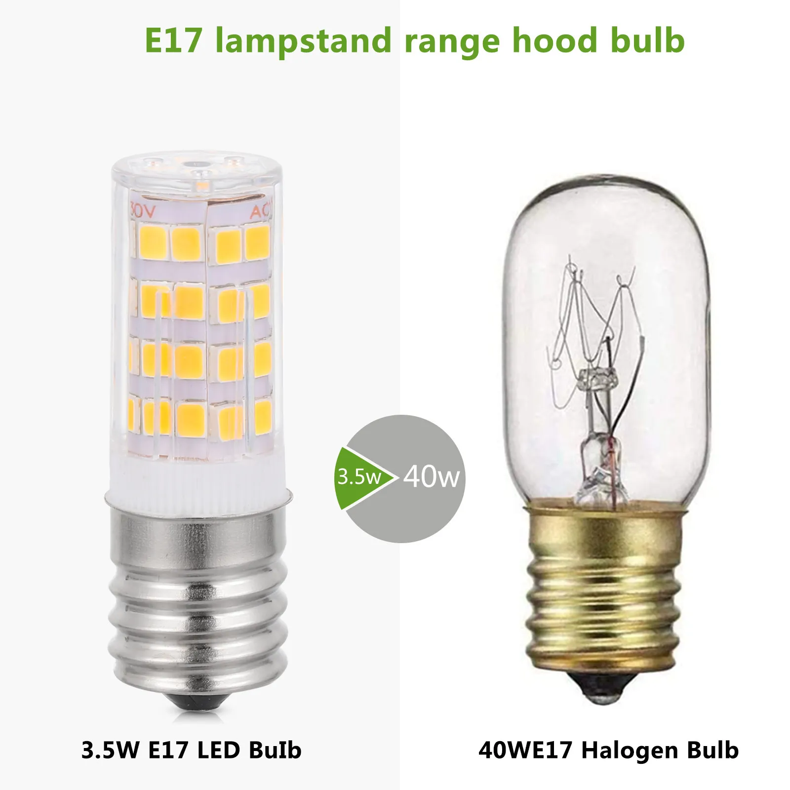 Ampoules LED E17 pour four, 2 pièces, lumière pour micro-ondes, résistantes à la chaleur, lampe pour appareils électroménagers, ampoules de remplacement pour four et armoire de cuisson
