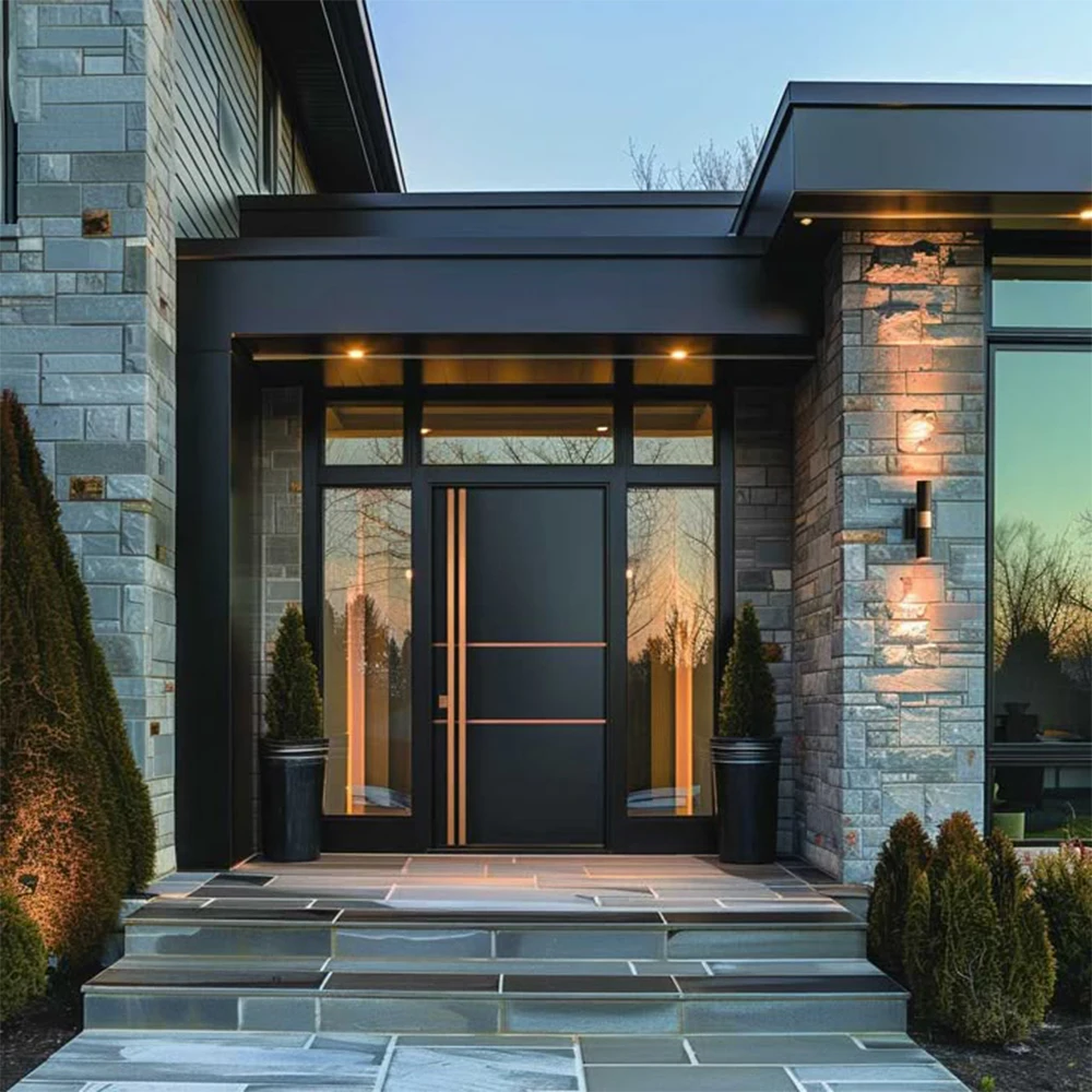 Wohn-Eingang, Haustür, Sicherheitseingang, Haupttüren, Außenflügel, Drehgelenk, Diebstahlsicherung, Tür, Aluminium, Haus, Heimdekoration, individuell