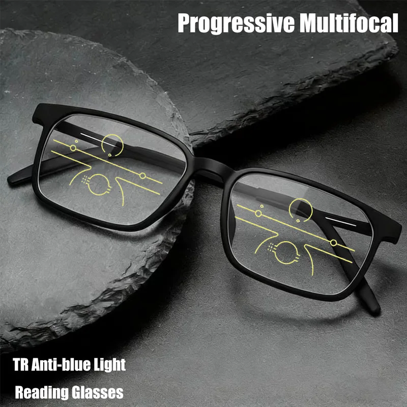 2026 Herren Progressive Mehrstärken-Lesebrille – Business-Titanrahmen Damen Computerbrille mit Stärken und Schwächen Image