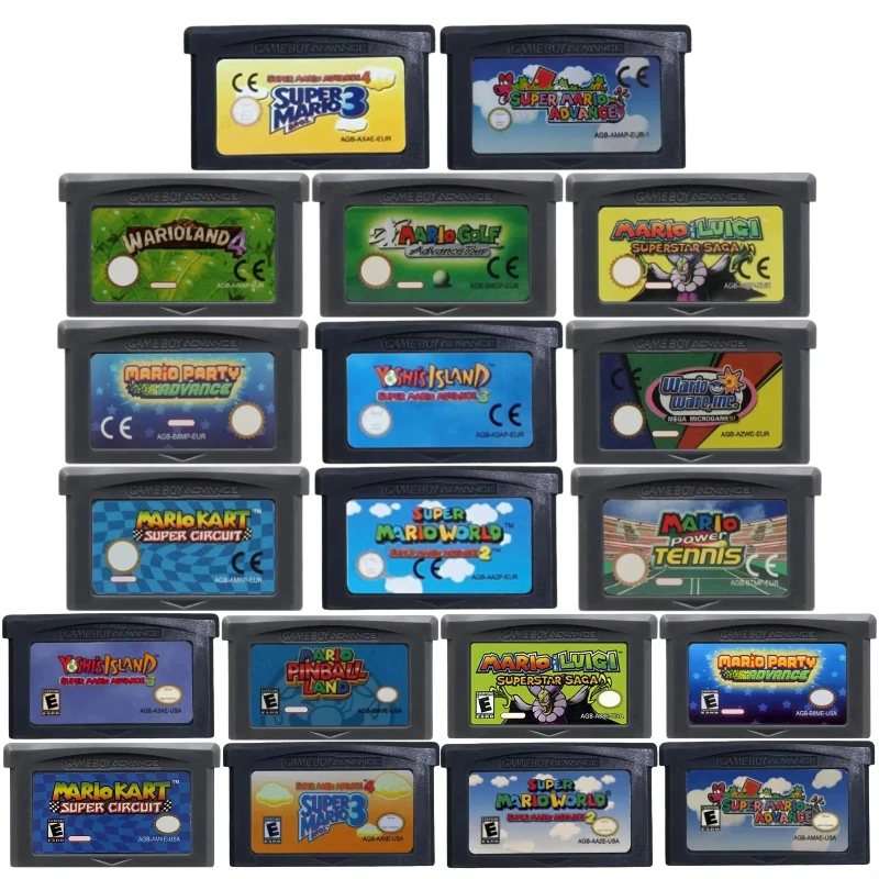19 Stile 32-Bit GBA-Spielmodule Mario-Serie Videospielkonsolen-Karten Super Mario Bros ADVANCE Wario Land4 Golf Mario Kart Image