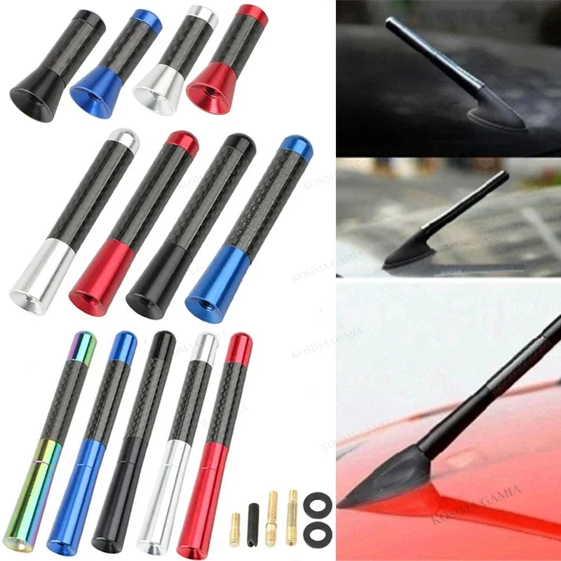 Auto-Dachantenne aus Kohlefaser, Radioantenne 3,5/8/12cm, FM/AM Metall-Empfangsantenne, Kurze Stubby-Mastantenne Image