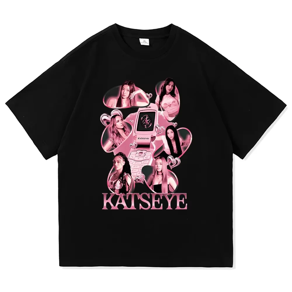 Katseye Pink Up T Shirt 2026 New Song Fashion Men/women Clothing Harajuku Clothes Vintage High Quality Tops Cotton TShirts