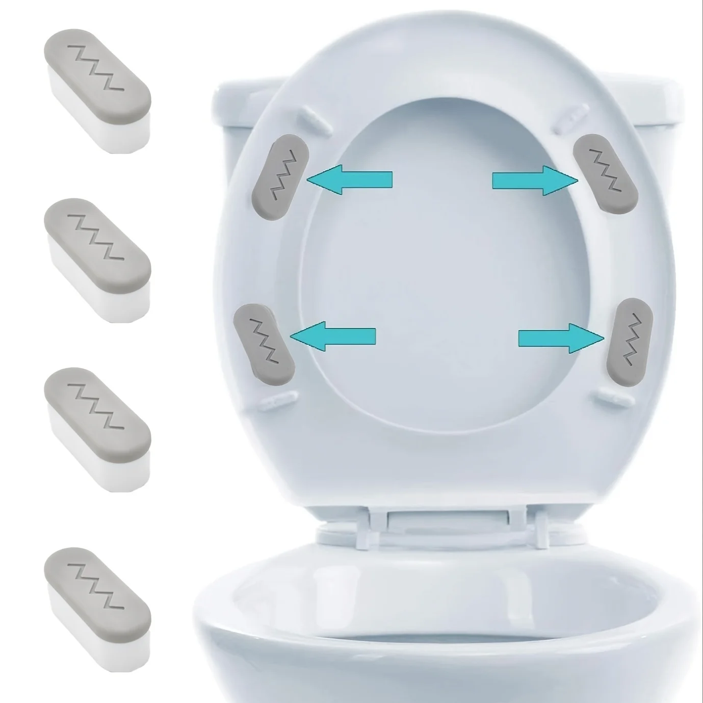 4 Stück Toilettensitz-Stoßdämpfer, Bidet-Sitzstoßdämpfer mit starker Puffer- und Klebefunktion für Bidet-Aufsätze, schützen Ihren Toilettensitz. Image
