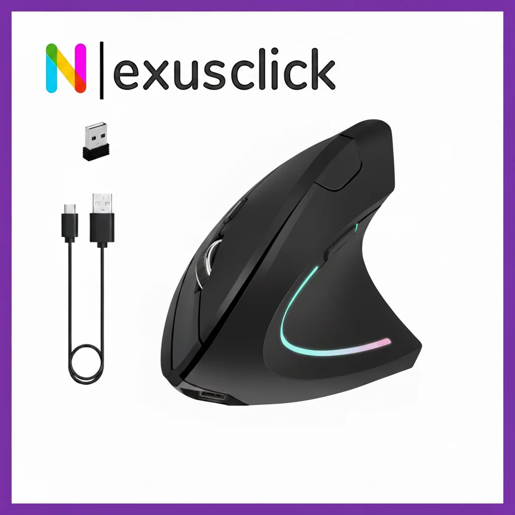 NEUE kabellose vertikale Maus, Dual-Mode-Bluetooth/2,4G wiederaufladbare ergonomische optische Maus, RGB 1200DPI-Mäuse für Laptop-Tablet-PC Image