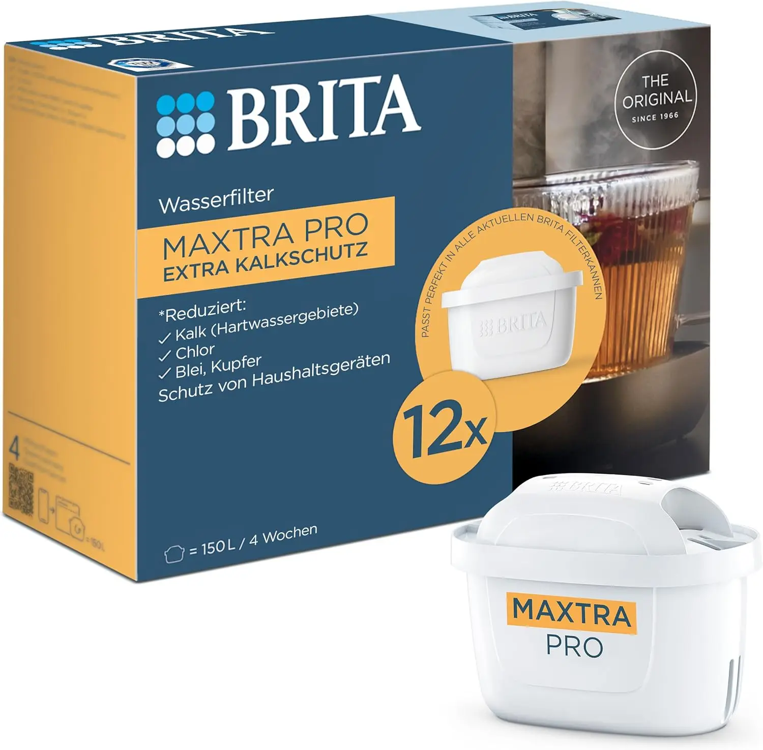 Wasserfilterkartusche MAXTRA PRO Extra Kalkschutz (12er-Pack) Jahrespackung, Original-Ersatz-Wasserfilter für alle BRITA Kan Image