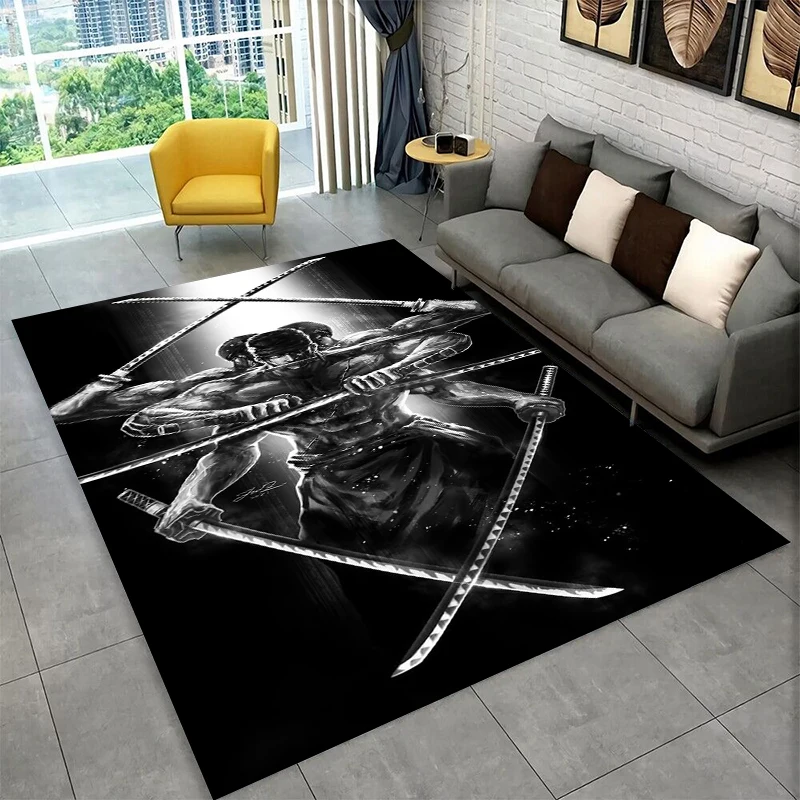 Anime Zoro One Piece Cartoon-Teppich für Spielzimmer, Schlafzimmer, Wohnzimmer, Sofa, Heimdekoration, Kinderteppich, rutschfeste Bodenmatte Image