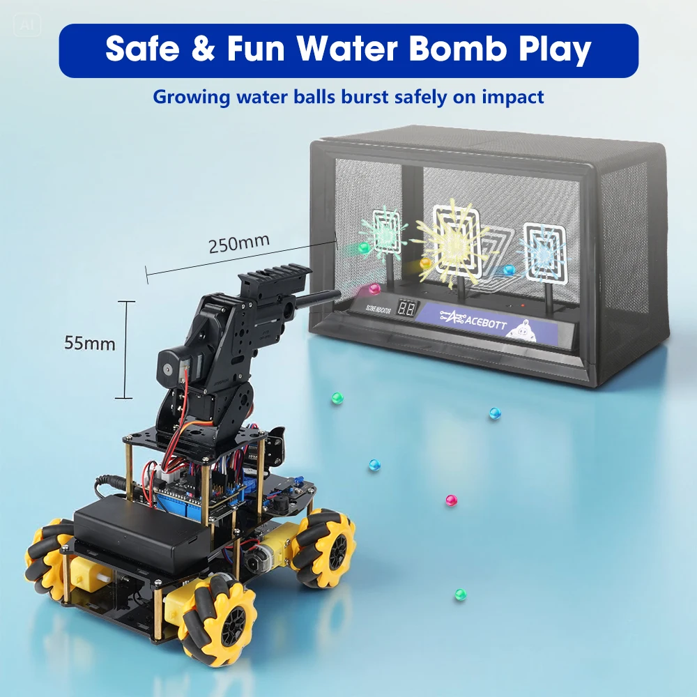 ACEBOTT ESP32 Mecanum 4WD Robot Car for Arduino Python Robot Car Kit Smart DIY Project STEM Programming Set