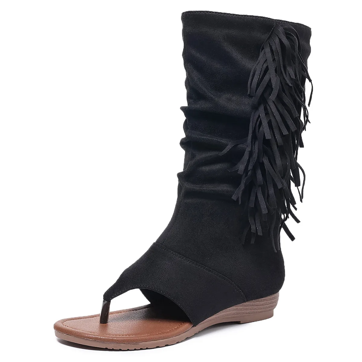 Sommerstiefel, bestickte Clip-Toe-Schuhe mit Keilabsatz, stilvolle, atmungsaktive Westernstiefel, lässige und vielseitige Pendler-Urlaubsstiefel