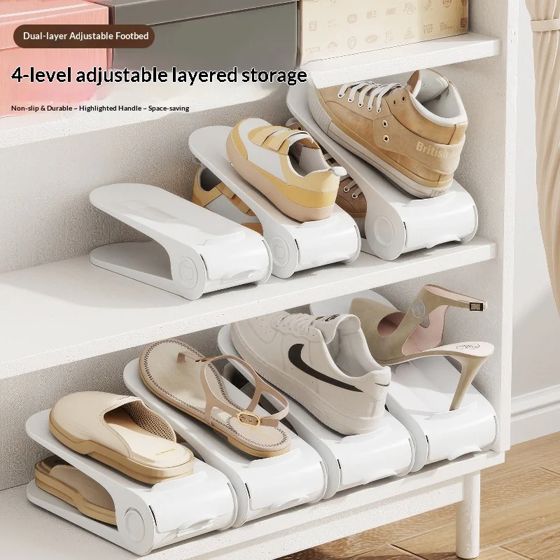 Neu: 10er-Set Schuh-Organizer, verstellbare Schuhsteckplätze, platzsparender Doppeldecker-Schuhhalter für Kinder und Erwachsene, Größe L