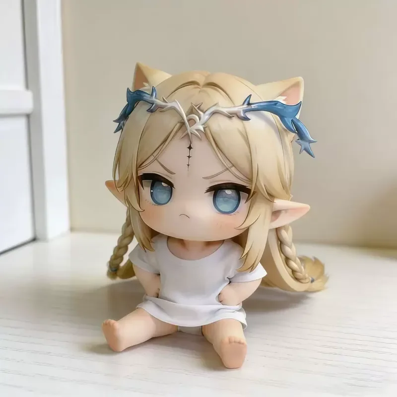 Arknights Kal'Tsit Chibi GK Figur Niedliche Sitzende Harz-Statue Anime Blonde Katzenohren Elfen-Mädchen Figur Modell Spielzeug Desktop-Deko Geschenk Image