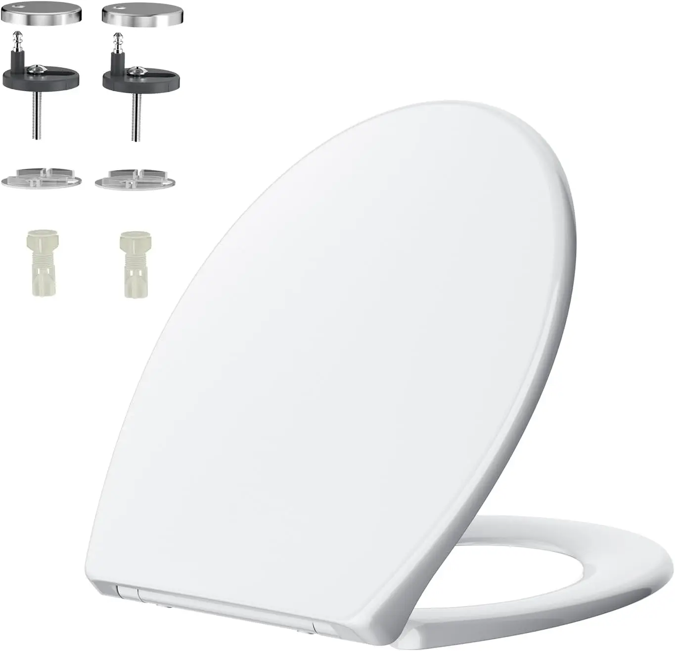 O-Form Toilettendeckel mit Nano-Glasur – WC-Sitz aus hochwertigem Duroplast mit Absenkautomatik, Ergonomischer Toilettensitz Vergilbt Nicht, Universal Toilettensitz Weiß, Soft-Close Klodeckel für Image