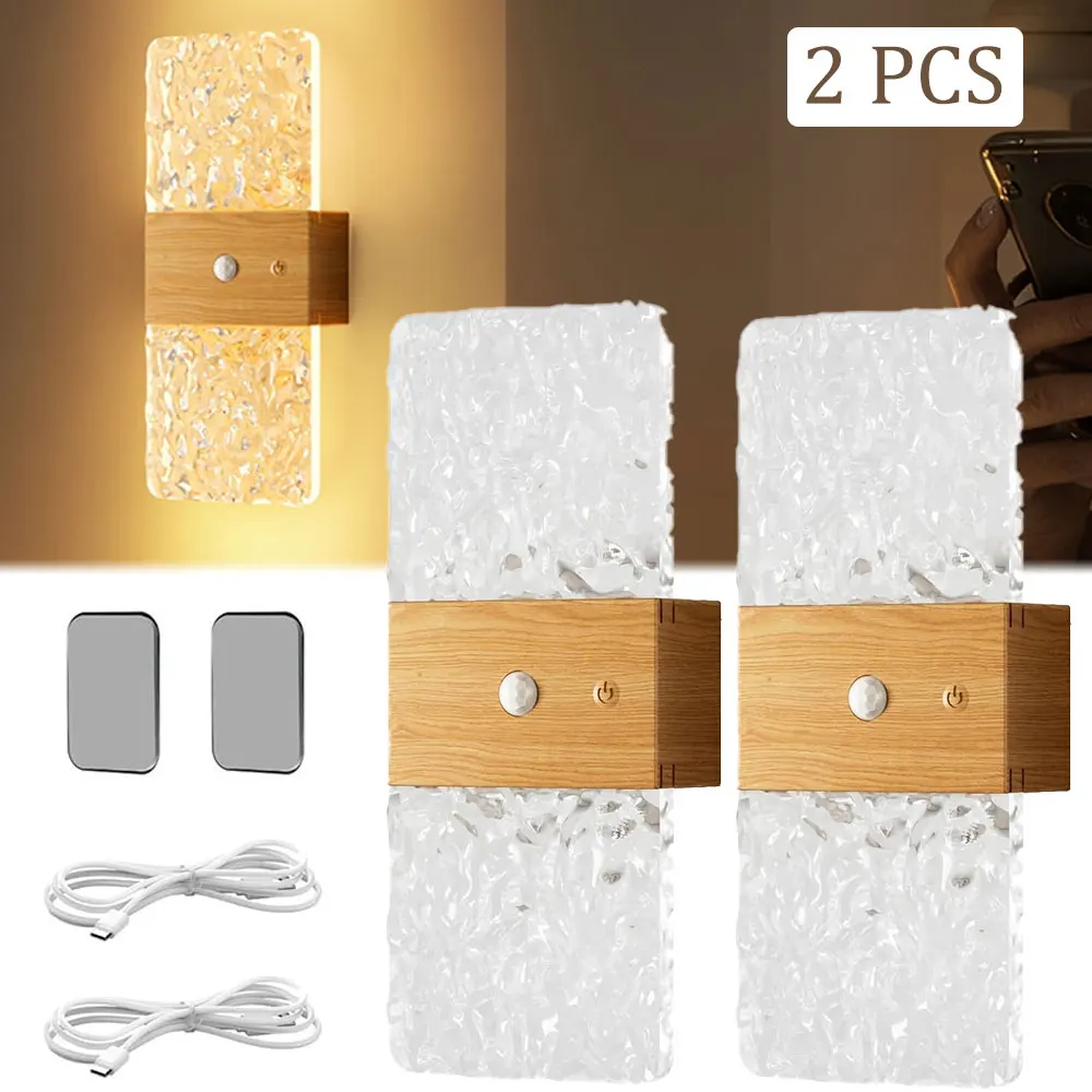 2 Stück Kabellose Wandleuchte USB-Aufladbare Wandlampe mit Schalter LED Batteriebetriebene Wandleuchte für Innenräume mit Touch-Steuerung