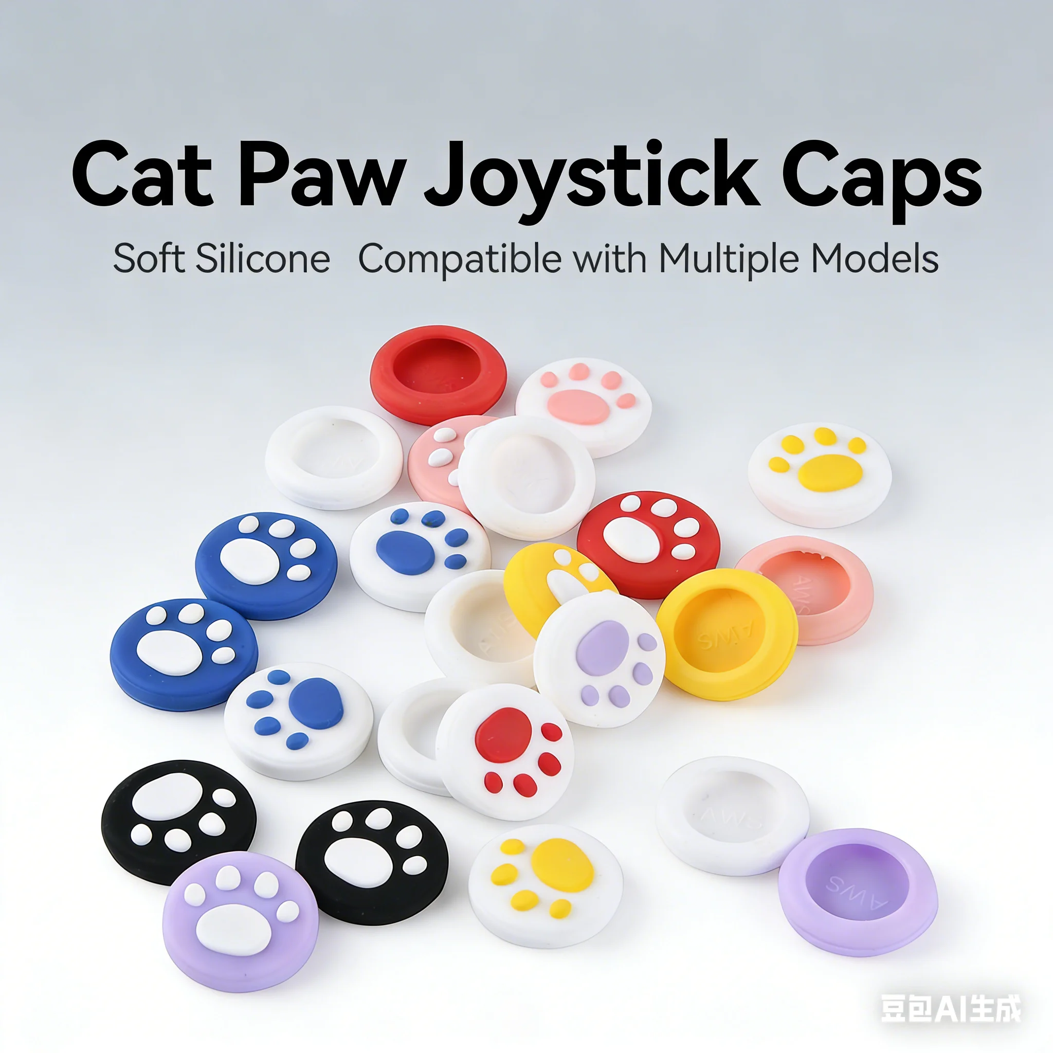 2pcs Cat Paw Thumb Stick Grip Cap Cover For PS3 / PS4 / PS5 / Xbox One / Xbox 360 Controller Gamepad Joystick Case Accessories