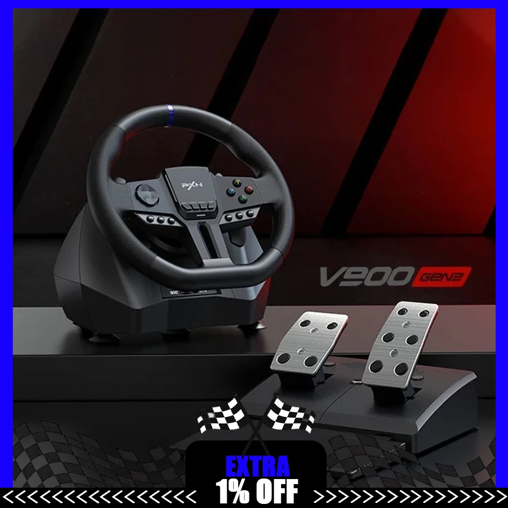PXN V900 GEN2 Gaming Steering Wheel Driving Racing Simulator 270°/900° Rotation For PC Switch PS3 PS4 Xbox One,Xbox Series X/S