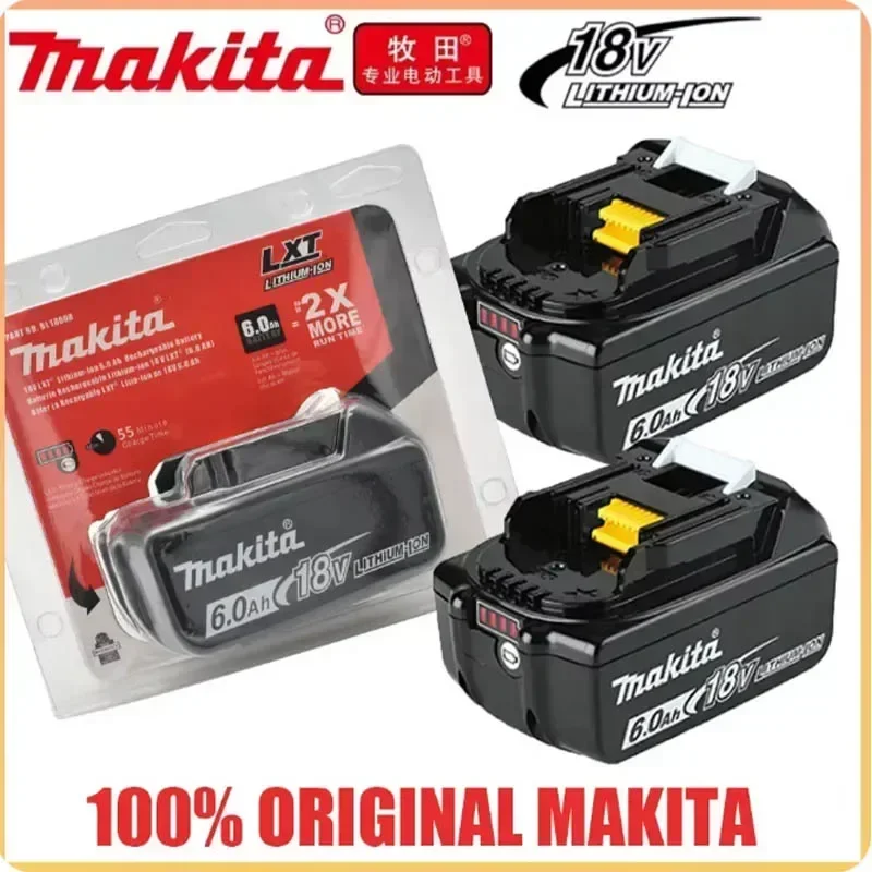 Makita Original 18 V 6,0 Ah Li-Ion-Akku für Elektrowerkzeuge von Makita mit LED BL1860B BL1860 BL1850, kompatibel mit LXT Image