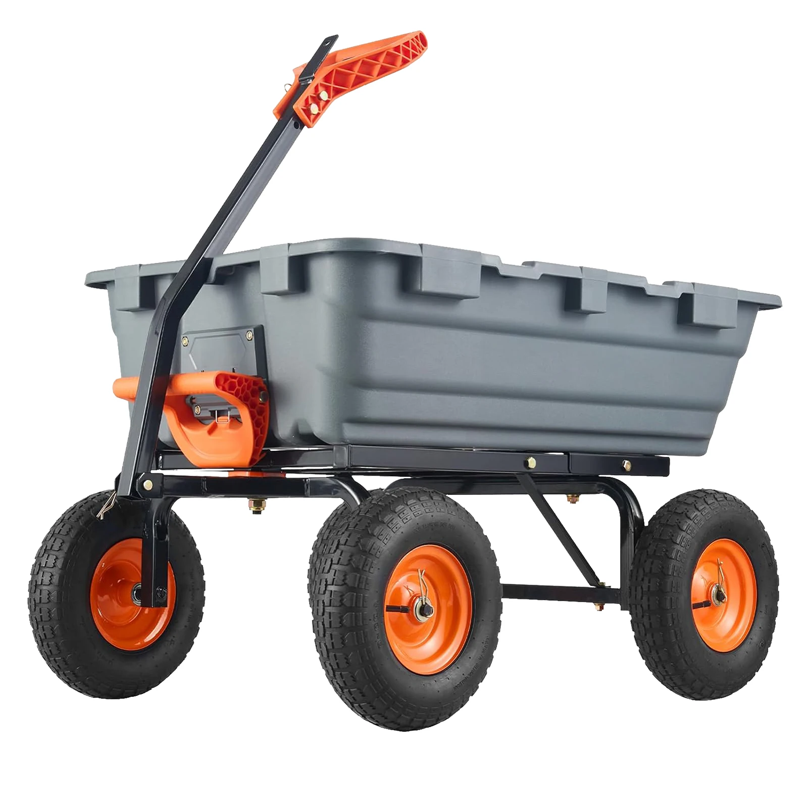 HAUSPROFI Gartenwagen｜Poly-Gartenkippanhänger｜Robuster Metall-Transportwagen｜Vielseitiger Kippanhänger｜Schubkarre｜800 lbs Tragfähigkeit｜für Outdoor-Picknick und Garten Image