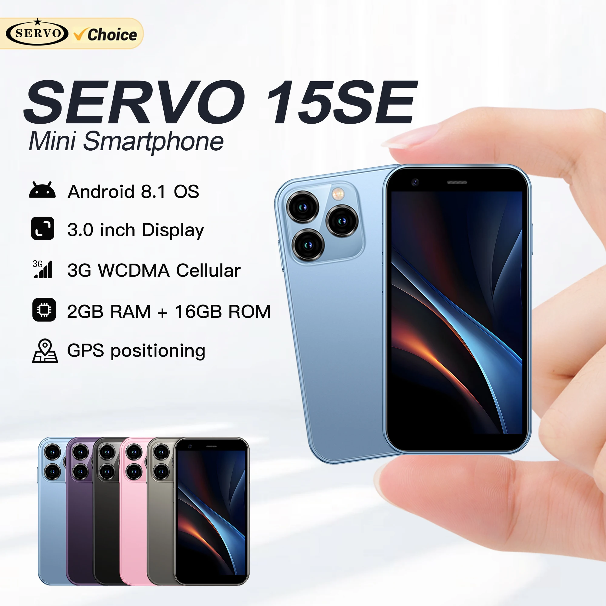 SERVO 15SE Super Mini Smartphone Android System 2GB+16GB Play Store Wifi Dual SIM 3.0