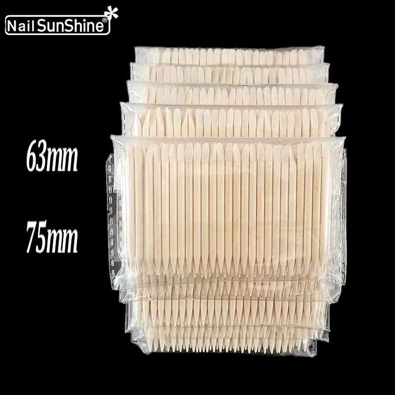 500 Teile/los 75mm/65mm Orange Holz Stick Häutchen Pusher Für Frauen Dame Doppel Ende Professionelle Nagel Pflege werkzeuge Liefert