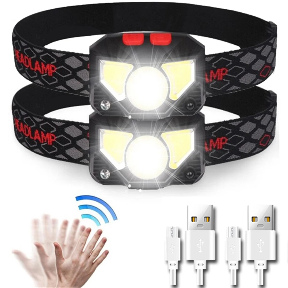 XPG + COB LED Scheinwerfer USB Aufladbare Kopf Taschenlampe Kopf Taschenlampe Wasserdichte Kopf Taschenlampe Outdoor Camping Angeln Scheinwerfer Image