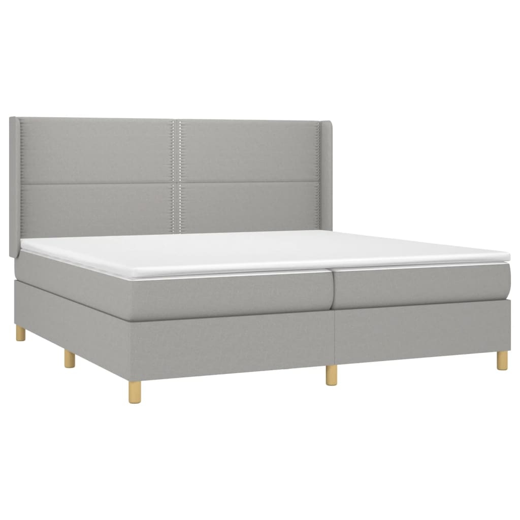 Décoshop26 - LED-Bettgestell mit Lattenrost Kopfteil Matratze und Matratzenauflage 200 x 200 cm hellgrauer Stoff TDL0207785 Image