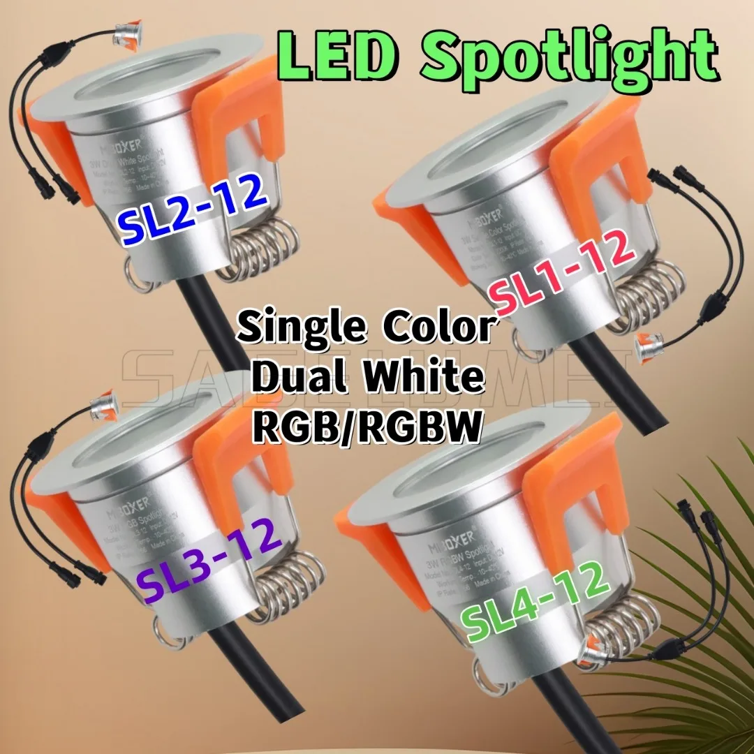 SL1-12 SL2-12 SL3-12 SL4-12 Miboxer 3W wasserdichter LED-Strahler, einfarbig, Dual-Weiß, RGB, RGBW, ferngesteuertes LED-Downlight, dimmbar Image