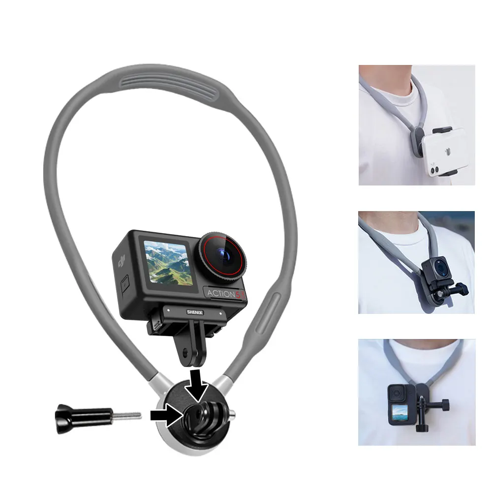 Telefon-Action-Kamera, 2-in-1-Halshalterung für GoPro Insta360 DJI OSMO Action, universelle Action-Kamera, Telefonzubehör Image