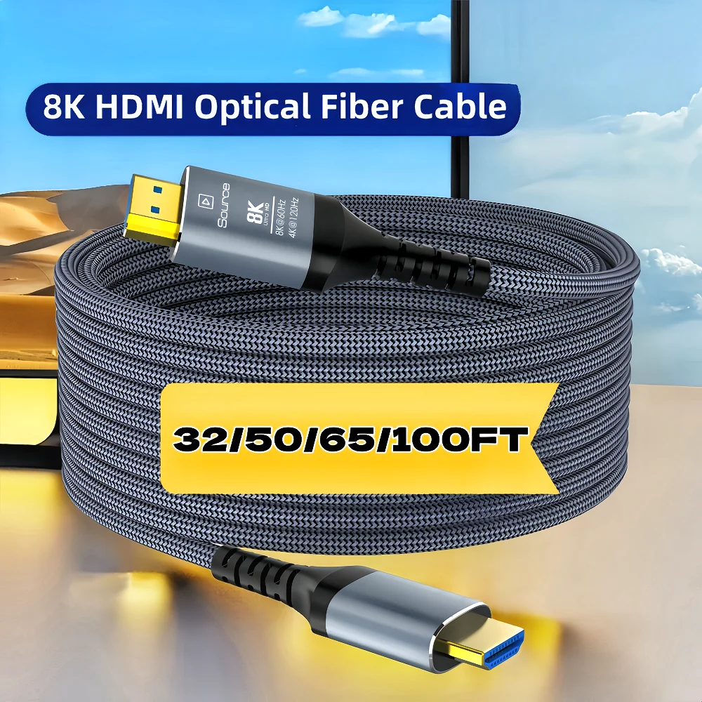 Lange 10M 15M 20M 30M 8K HDMI-Glasfaserkabel, HDMI 2.1 8K60hz 4K120 144hz, 48Gbps UHD kompatibel für PS5 PS4 Xbox RTX3080 3090 Image