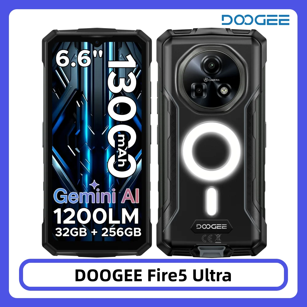 DOOGEE Fire 5 Ultra Robustes Smartphone 32GB 256GB 13000mAh Akku Helio G81 6,6'' 48MP Kamera Campinglampe NFC Android 15 Smartphone Image