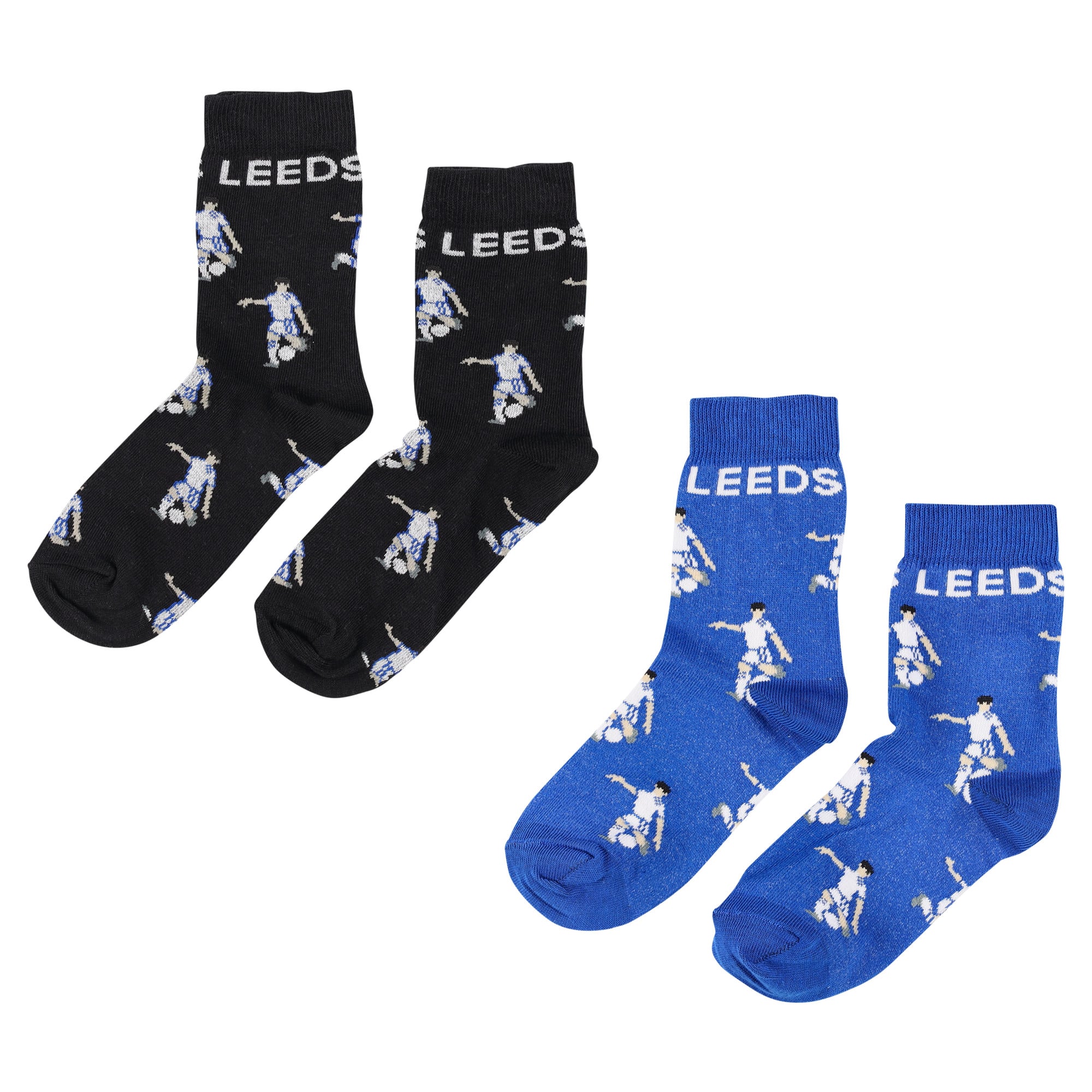 Lot de 2 paires de chaussettes Leeds United - Bleu/Noir - Enfant