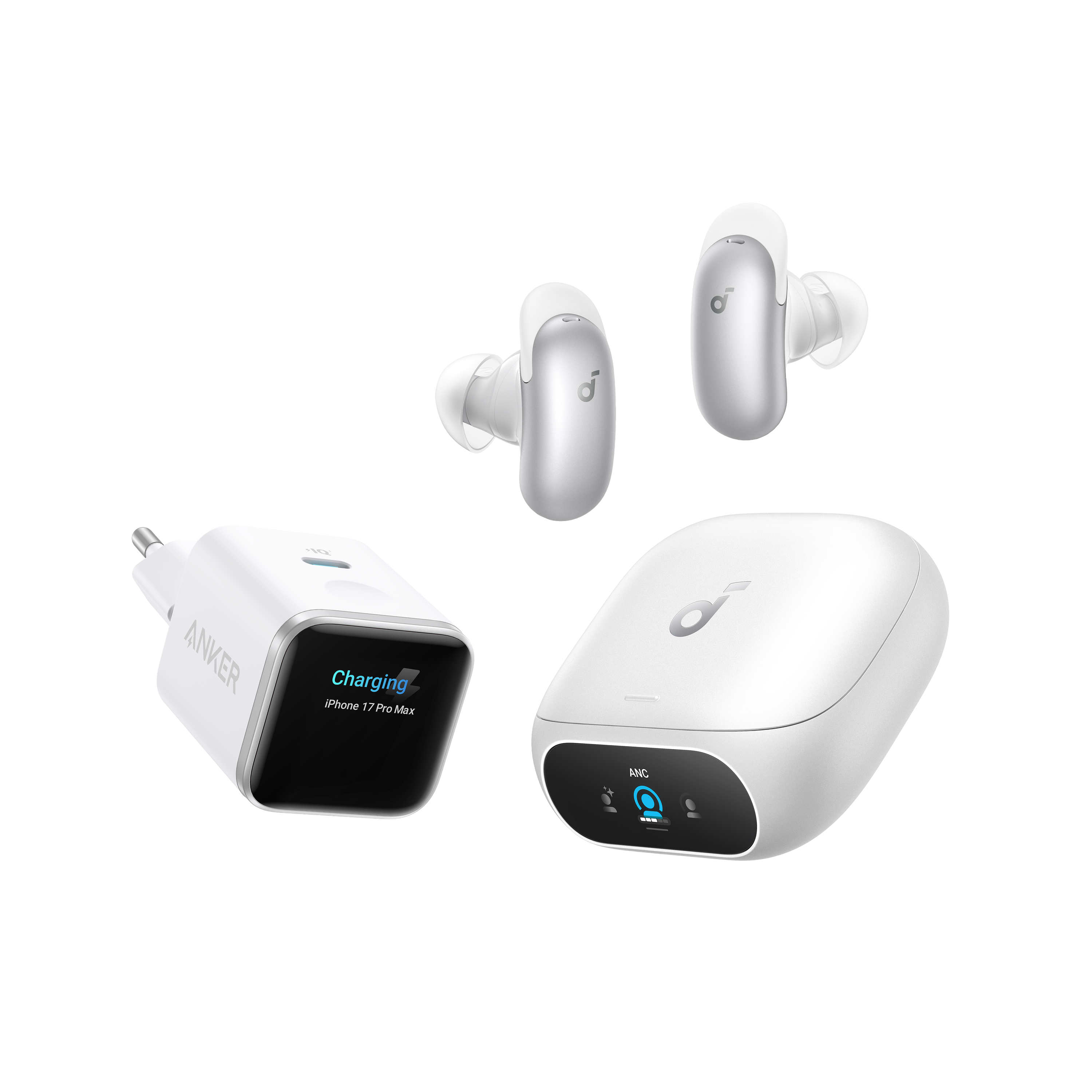 Anker Nano Ladegerät (45W, Smart Display) + Liberty 5 Pro | Guinness-Rekord für klare Telefonate, 360° ANC 4.0, Dolby Atmos Image