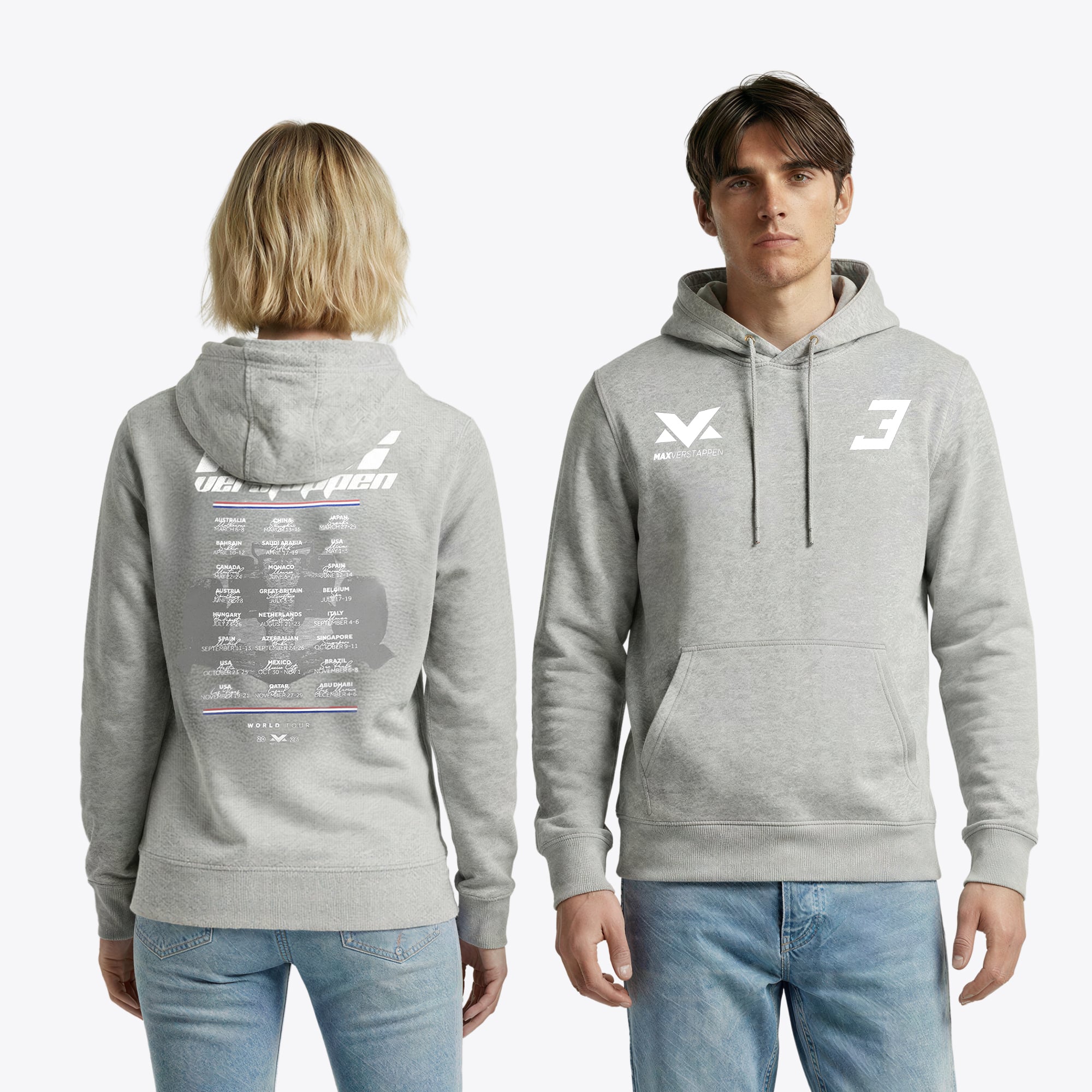 Sweat à capuche MV World Tour - Gris - unisexe Taille: 2XL