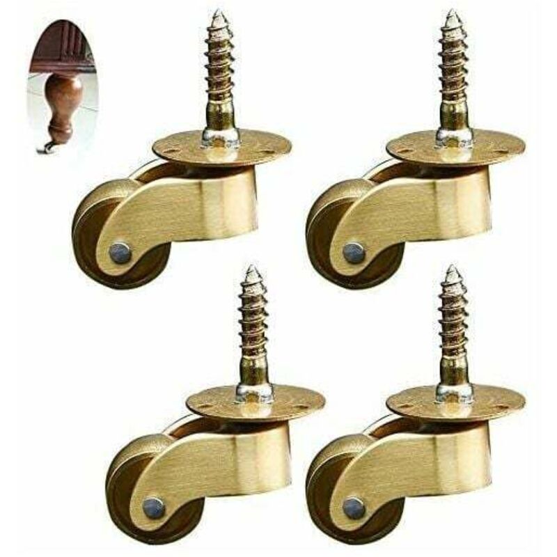 Ruote Girevoli 4x Casters, Ruote Per Mobili In Ottone, Ruote Per Trasporto, Ruote Girevoli, Ruote Silenziose, Per Mobili, Elettrodomestici E Attrezzature, Mini Piccole Ruote
