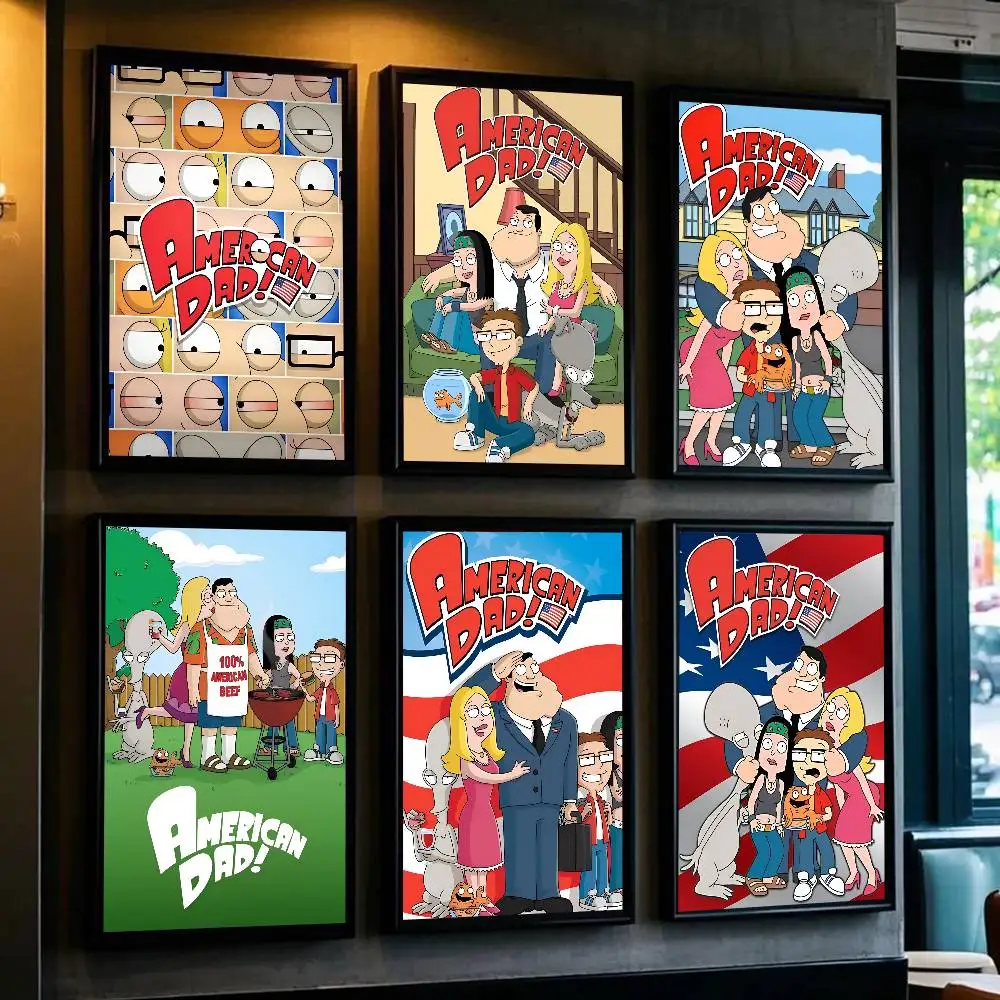 1 Stück American Dad! Poster-Aufkleber-Druck, wasserfeste Wandkunst für Wohnzimmer, Schlafzimmer, Heimdekoration Image