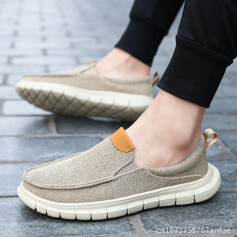 Neue Herren-Freizeitschuhe aus Segeltuch, Herren-Loafer, atmungsaktive Slip-on-Flats, vulkanisierte Herrenschuhe, Fahrschuhe, Übergröße 47, Wanderschuhe
