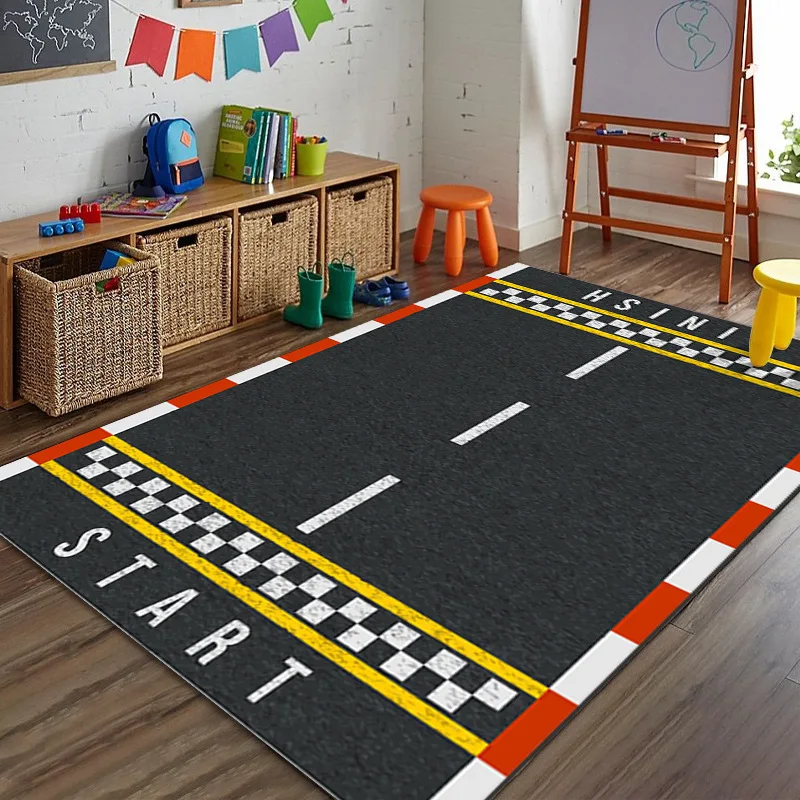 Kinder-Straßenrennmatte Spielteppich Rennspiel-Bodenmatte für Schlafzimmer Spielzimmer Lehrreicher Teppich Wohnzimmermatte