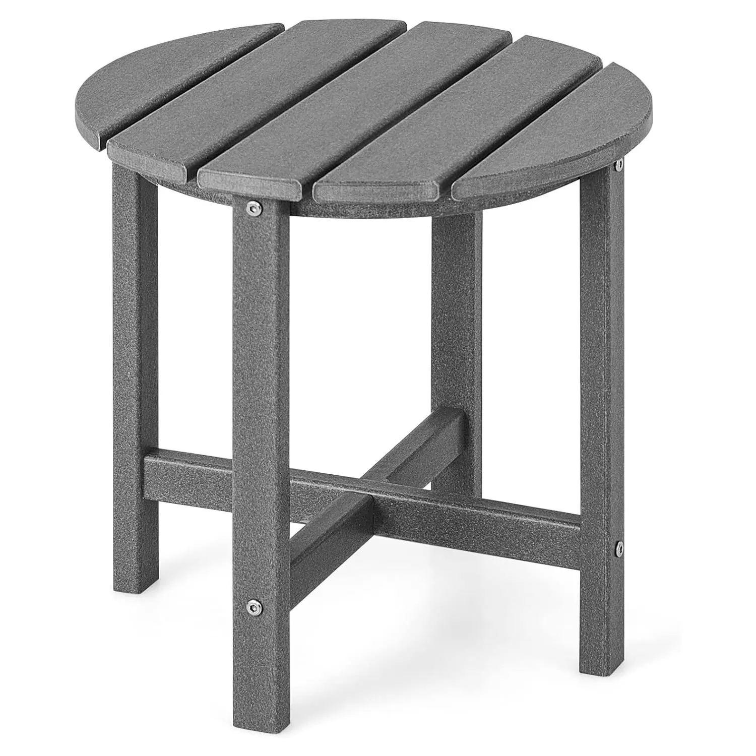 Beistelltisch, kleiner Gartentisch aus UV-beständigem Kunststoff, Balkontisch, wetterfest, für Terrasse, Balkon, Garten, Grau