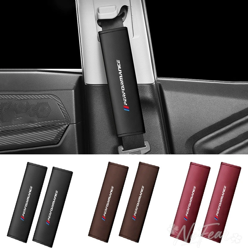 Leder-Autositzgurtabdeckung mit Logo, schützende Schulterpolsterung, Innenraumzubehör für BMW Performance X1 X3 X4 X5 E46 E90 F20 E60 E39 Image