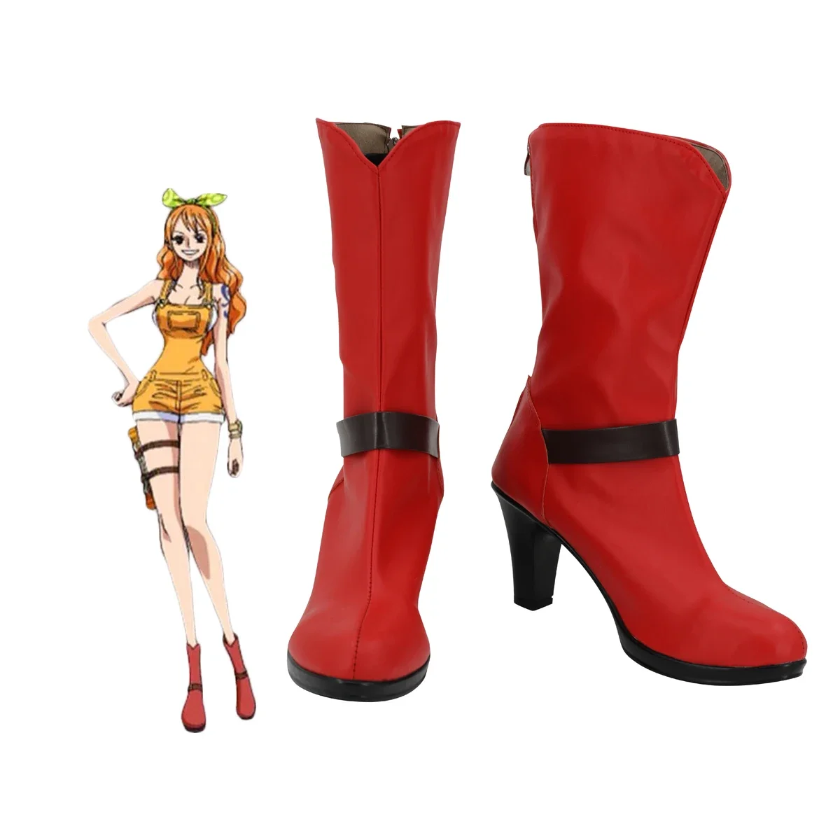 Nami Cosplay-Schuhe, rote High-Heel-Stiefel, maßgeschneidert für jede Größe für Damen und Herren