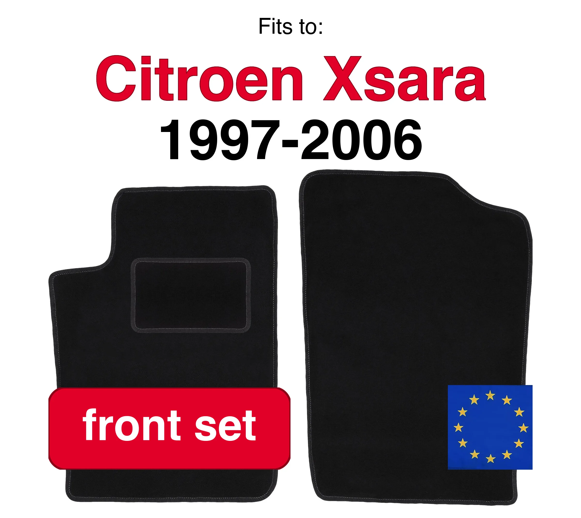 Tapis de sol avant en velours pour voiture, pour Citroen Xsara break station wagon (1997-2006), noir (2 pièces), ensemble de tapis de sol avant pour voiture