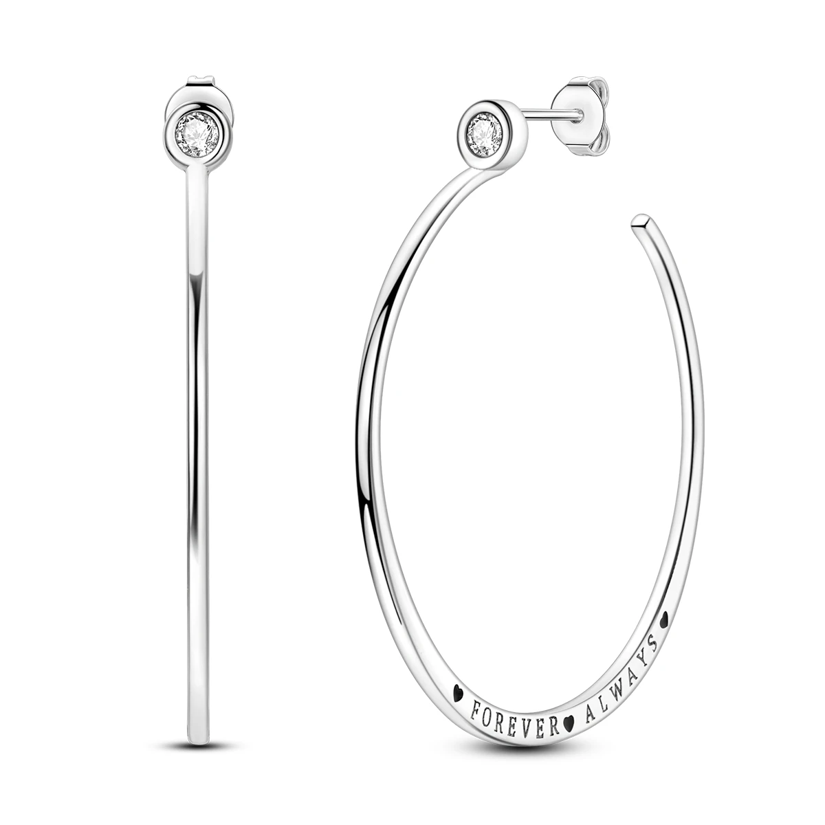 925 Sterling Silber Große Schlichte Gravierbare Herz-Creolen für Damen Minimalistischer Übergroßer Casual-Schmuck Geschenk